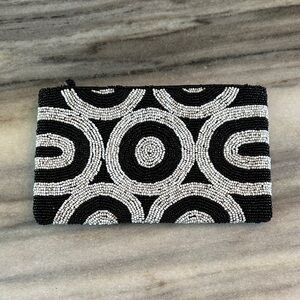 Anthropologie Beaded zip pouch / clutch
